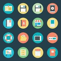 Bundle of Data Storage and Multimedia Flat Icons vector