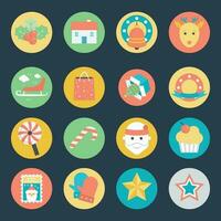 Christmas Festival Icons Set in Flat Style vector