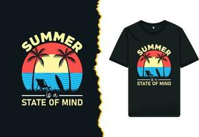 Summer t-shirt design vector template. High-quality design for Print on a shirt, mug, greeting card, and poster. Design quote - Summer is a state of mind.