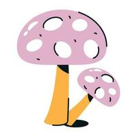 An icon of button mushrooms, flat design vector