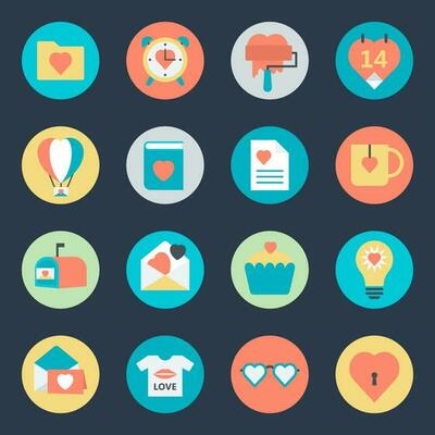 Bundle of Valentine Accessories Flat Icons