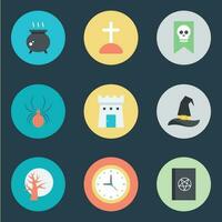 Set of Flat Style Halloween Witchcraft Icons vector