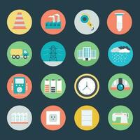 Set of Industrial Accessories Flat Icons vector