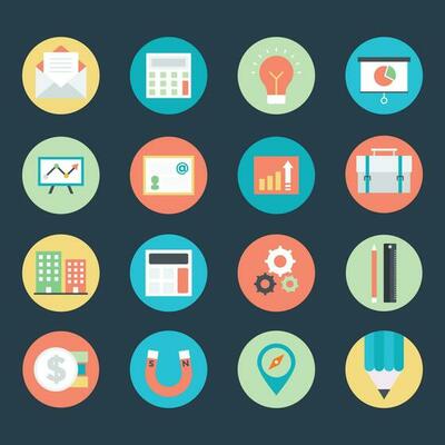 Set of Flat Style Business Activities Icons