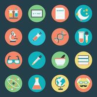 Set of Science Courses Flat Icons vector