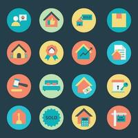 Pack of Property and Auction Flat Icons vector