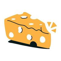 Flat icon design of cheese slice vector