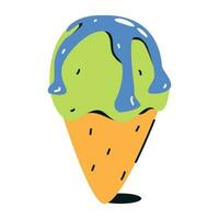 Modern flat icon of gelato cone vector