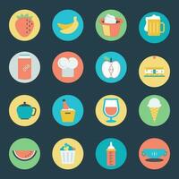 Pack of 16 Healthy Diet and Nutrition Flat Icons vector