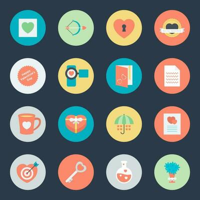 Pack of Valentine Romance Flat Icons
