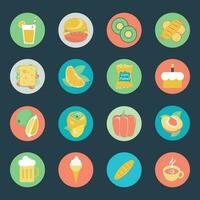 Pack of Flat Style Eatables Icons vector