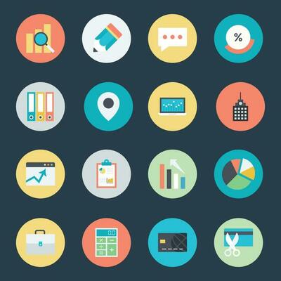 Set of Business Analysis Flat Icons