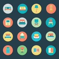 Pack of Flat Style Interior Decorations Icons vector