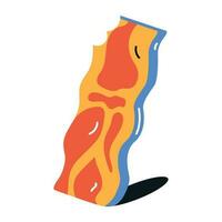 A flat icon of bacon strip vector