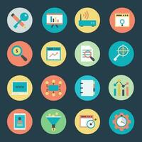 SEO Marketing Icon Set in Flat Style vector