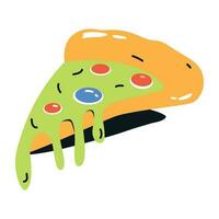 Get your hands on pizza slice flat icon vector