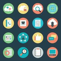 Cloud Technology and Networking Flat Icons vector