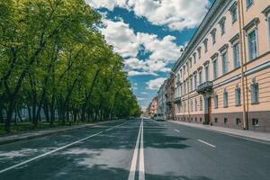 An empty city without people. Street of the historical center of St. Petersburg. Saint-Petersburg. Russia photo