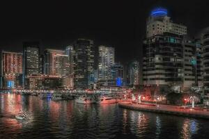 Night view of Dubai. Beautiful night view of the modern business photo