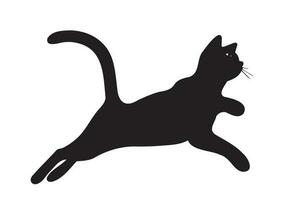 Silhouette Art of the Jumping and Playing Cat In Tattoo Style Fully Editable and Scalable Vector File