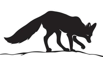 Silhouette Art of Walking Fox Animal In Vector Format