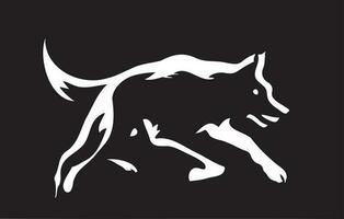 Silhouette Art of the Running Wolf in Black and White Tattoo Style Fully Editable and Scalable Vector File