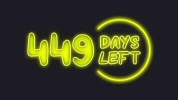 449 day left neon light animated video