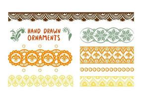 Set of hand drawing ornaments. Folk Indian pattern for design. Asian decorative element isolated on white background. vector