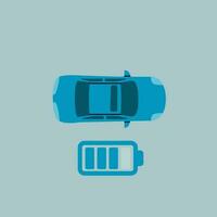 Electro car top view. Charging level icon. vector