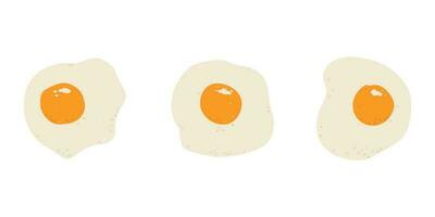 Fried eggs on a white background. Scrambled eggs. Isolated illustration. Vector hand drawing.