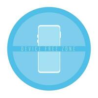 Device free zone. Digital detox. Mobile phone in a circle. Vector flat icon.