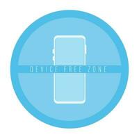 Device free zone. Digital detox. Mobile phone in a circle. Vector flat icon.