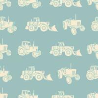 Vector seamless pattern. Tractor, harvester and agrimotor. Retro style, print on paper, fabric. Agro concept.