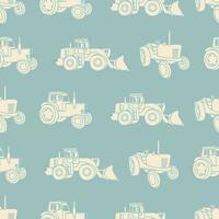 Vector seamless pattern. Tractor, harvester and agrimotor. Retro style, print on paper, fabric. Agro concept.