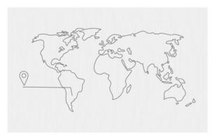 Doodle world map with geotag. Flat simple vector for presentations.