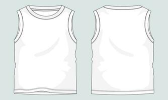 Tank tops Technical drawing fashion flat sketch vector illustration template front and back views