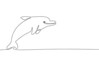 Hand drawn minimal dolphin. One line continuous dolphin. Line art dolphin. Outline vector illustration.