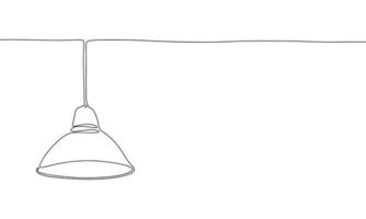 Lamp on ceiling as one line drawing banner. Continuous hand drawn minimalist minimalism design isolated on white background vector illustration.