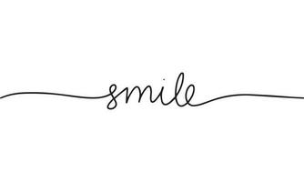 smile word - continuous one line with word. Minimalistic drawing of phrase illustration. vector