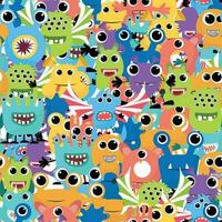 Hand drawing monsters seamless pattern print design. Vector illustration design for fashion fabrics, textile graphics, prints.