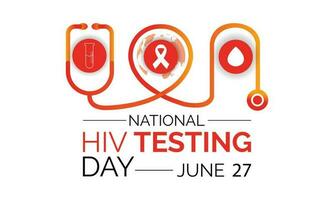 HIV Testing day is observed every year on June 27th. banner design template Vector illustration background design