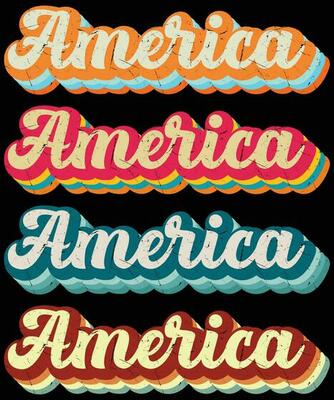 Retro America text effect shirt design