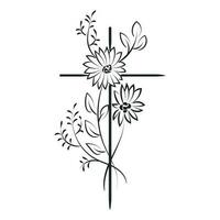 santo cruzar con floral diseño para impresión o utilizar como tarjeta, volantes, tatuaje o t camisa vector