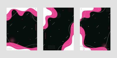 Collection fluid liquid poster and geometric background of dynamic shapes. Wallpaper gradient with liquid shape. Illustration colorful template banner with soft curve and wave. vector