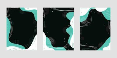 Collection fluid liquid poster and geometric background of dynamic shapes. Wallpaper gradient with liquid shape. Illustration colorful template banner with soft curve and wave. vector