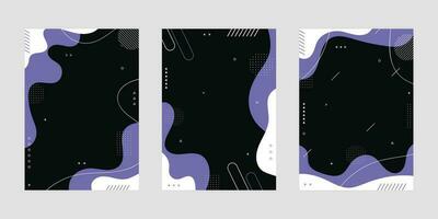 Collection fluid liquid poster and geometric background of dynamic shapes. Wallpaper gradient with liquid shape. Illustration colorful template banner with soft curve and wave. vector