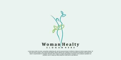 mujer saludable logo diseño vida vector