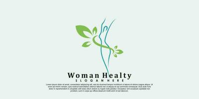 mujer saludable logo diseño vida vector