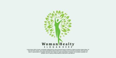 woman healty logo design life vector