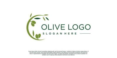 Olive logo desing idea with unique style concept vector